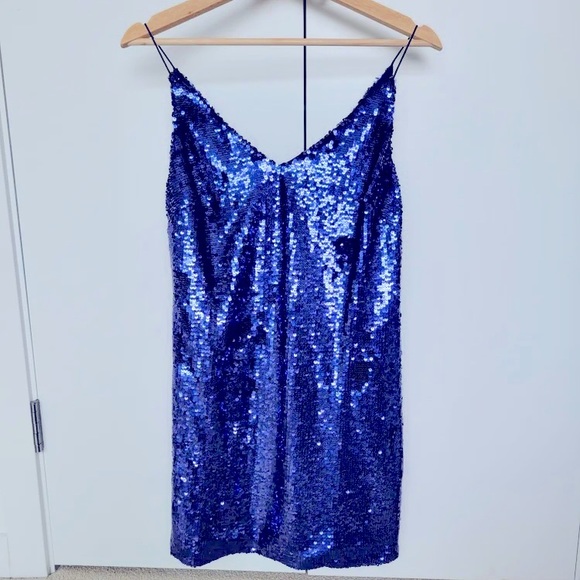 ASOS ocean blue sequinned occasion dress - Picture 1 of 7